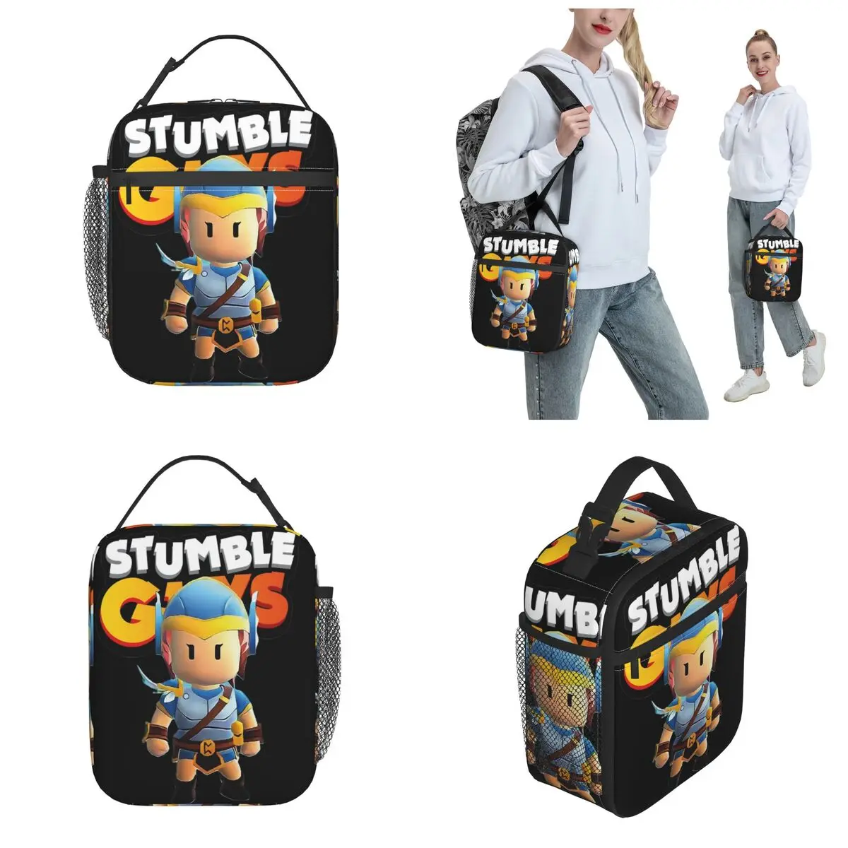 Stumbleguys Angel Gladiator Valkyrie Insulated Lunch Bag for Men Women Funny Videogame Food Container Bags For School Office