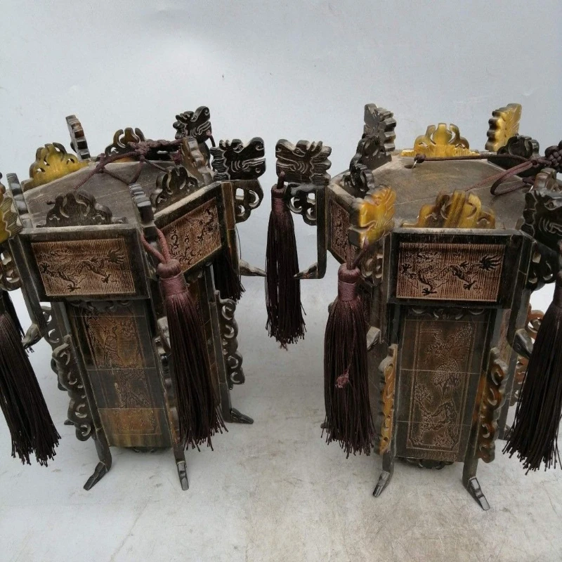 Horn carving hexagonal palace lamp ornament home collection