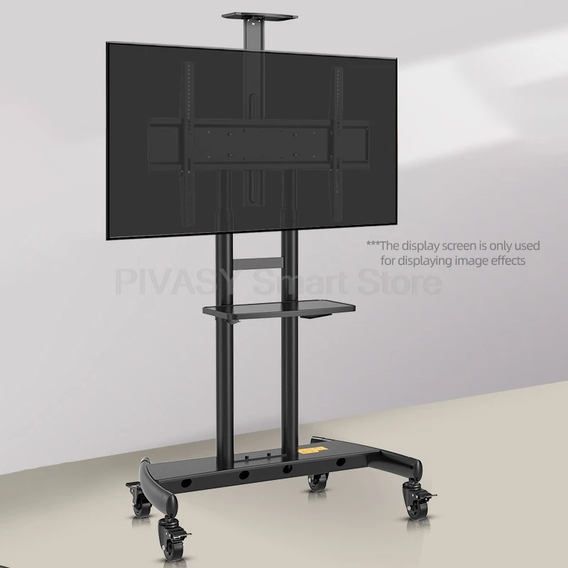 Mobile TV Stand Rolling Cart for LCD LED TV 32-85 Inch Adjustable Height Portable Large Screen Display Holder with Shelf Wheels