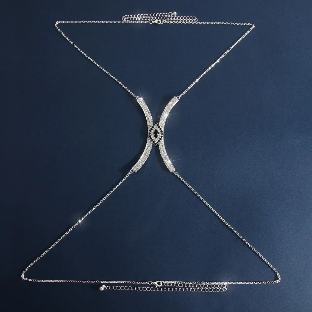 Punk Demon Eye Chest Support Body Chain Rhinestone Jewelry Bra Chest Chain Red Crystal Breast Chain Low-cut Dress