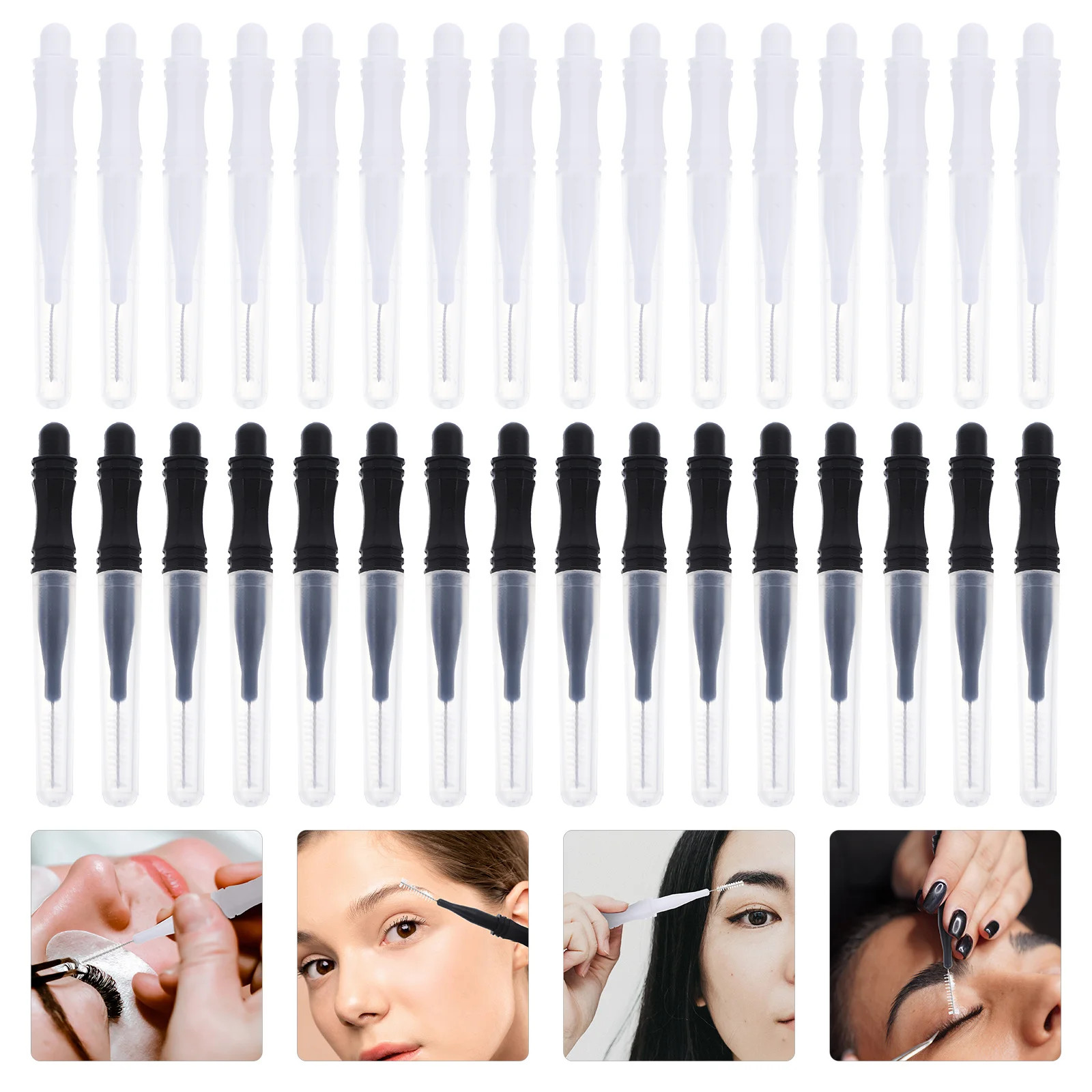 

60Pcs Brow Brush with Caps Micro Eyebrow Brush Tool Lightweight Compact Design Ideal for Travel and Daily Makeup Routine