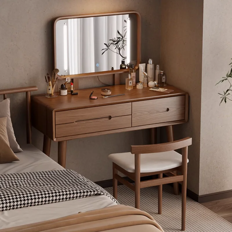 

Simple Makeup Vanity Table Solid Wood Unique Girls Vanity Table Mirror Nordic Penteadeira De Maquiagem Bedroom Furniture