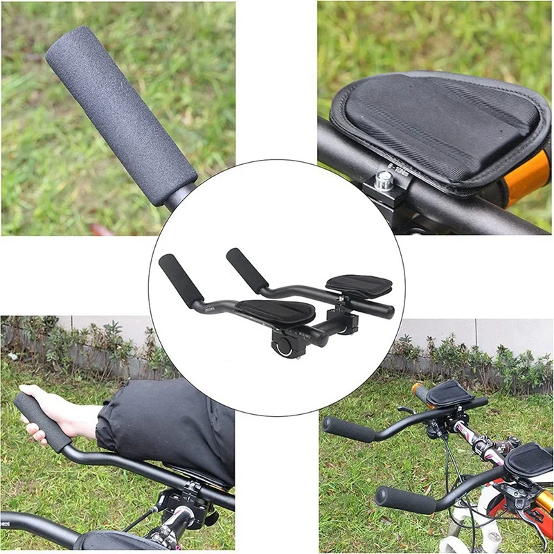 DRCKHROS Bike Aero Bar, Aluminum Alloy Aero Bars For Road Mountain Bike, Bicycle Racing TT Handlebar Clip On Armrest Bar