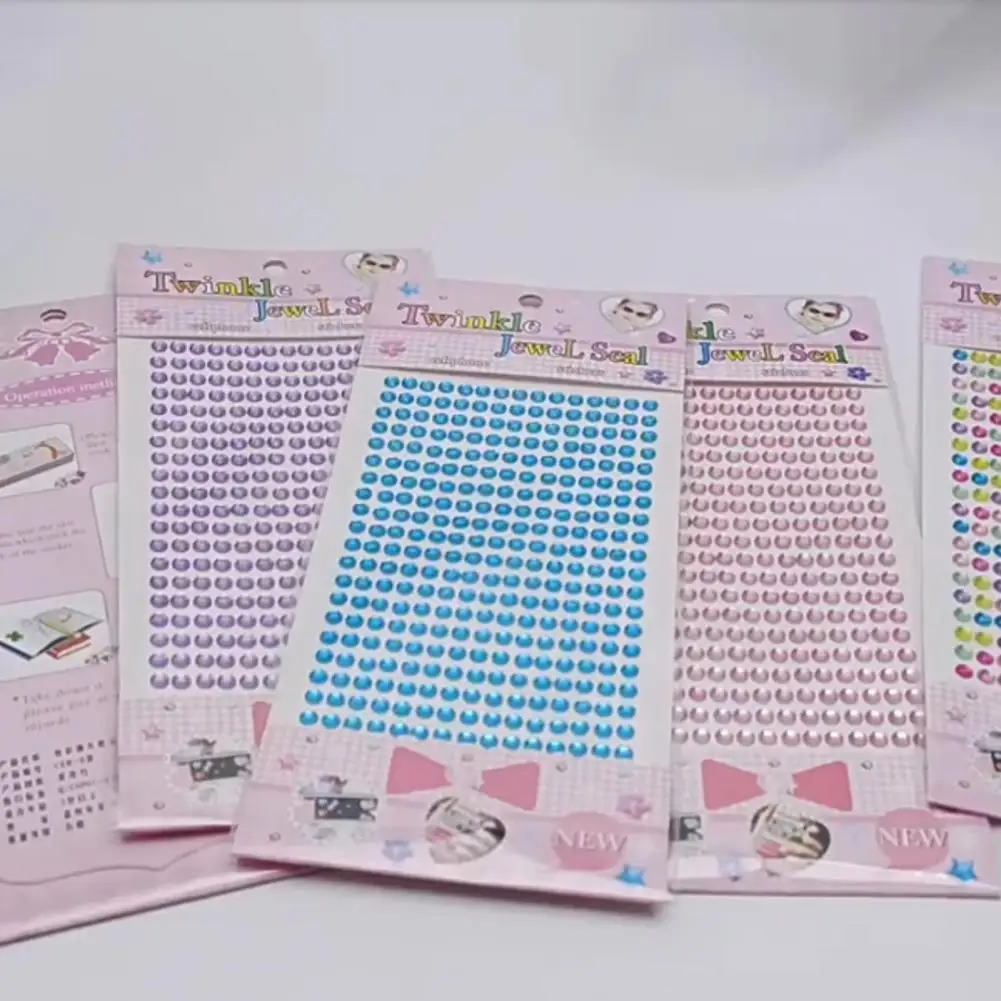 2 Set DIY Sticker Easy To Paste Twinkle Self-adhesive 5mm Flatback Rhinestone Scrapbooking Sticker Decal For Kids Pearl Bead