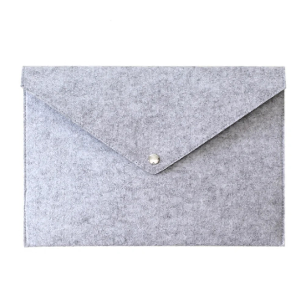 Vilten bestandsmap A4-formaat papieren documentorganizer Donkergrijs Lichtgrijs Knopsluiting Opbergtasje voor kantoorschool