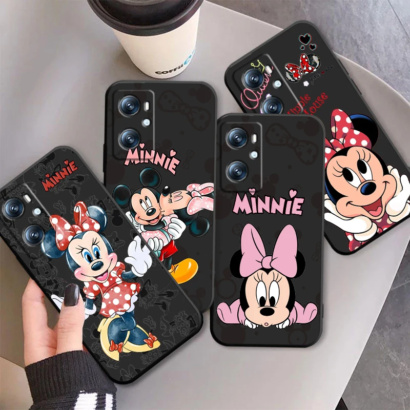 Coque de téléphone en TPU noir Minnie Cartoon pour OPPO Find, X6, X5 Bery, A54S, A5, A94, A16, A53S, A57, A74, A72, A98, A78, A96, A9, 5G