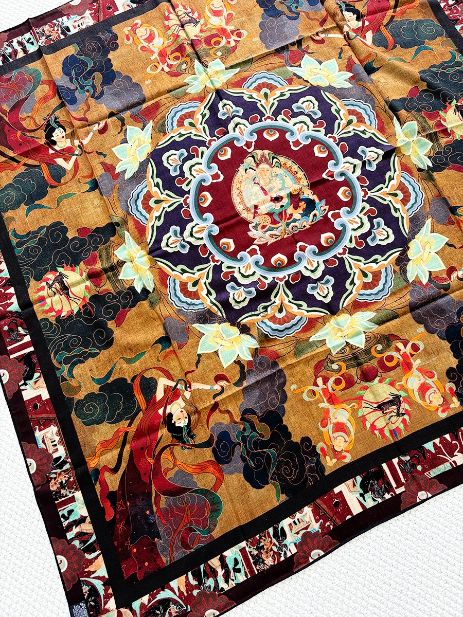 Chales de seda de lana de invierno, pañuelos con bordes enrollados a mano, pañuelos para la cabeza y el cuello, regalo para amantes de Navidad