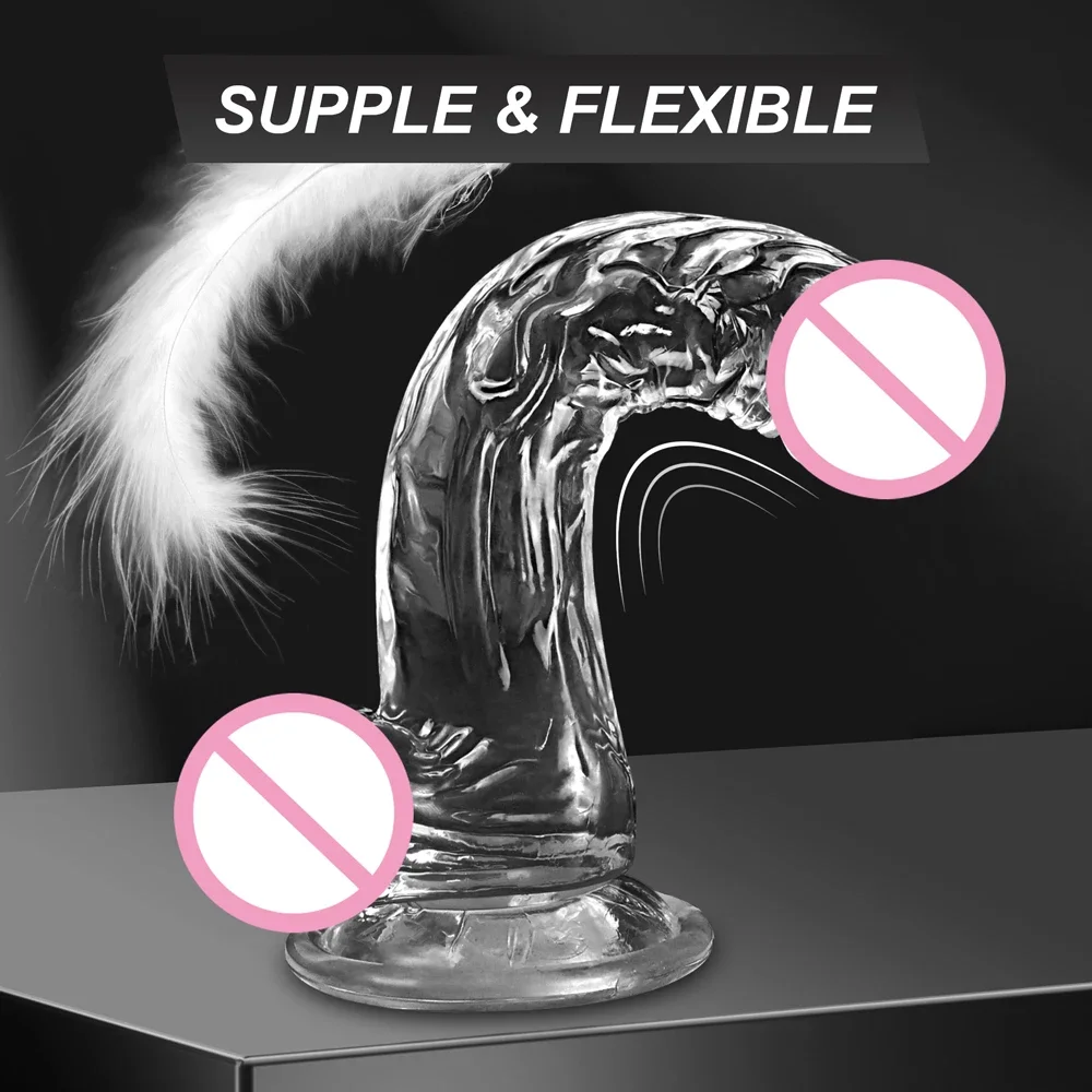 4 Sizes Transparent Soft Jelly Dildo Realistic Fake Dick Penis Sucker Butt Plug Sex Toys for Woman Men Vagina Anal Sex Toys - Image 3