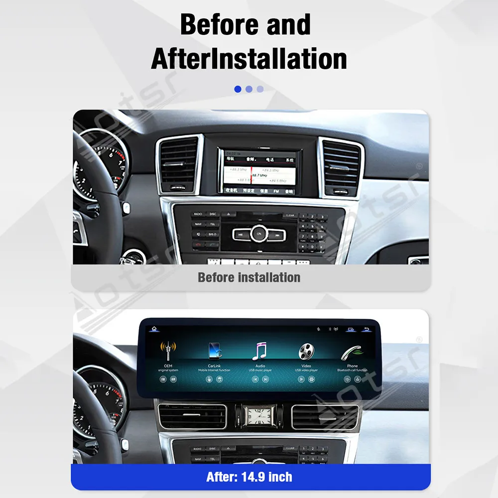 14.9 Inch Linux Carplay Touch Screen Car Radio For Mercedes-Benz ML Class W166 2013-2015 Car Multimedia Display GPS Navigation