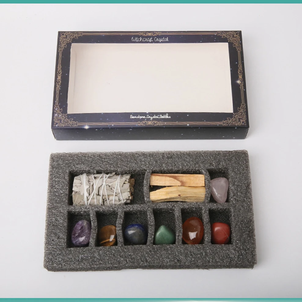 Aromatherapy gift box set for space purification, decompression, Peru's Sacred Wood, Witchcraft Crystal, Home fragrance set box,