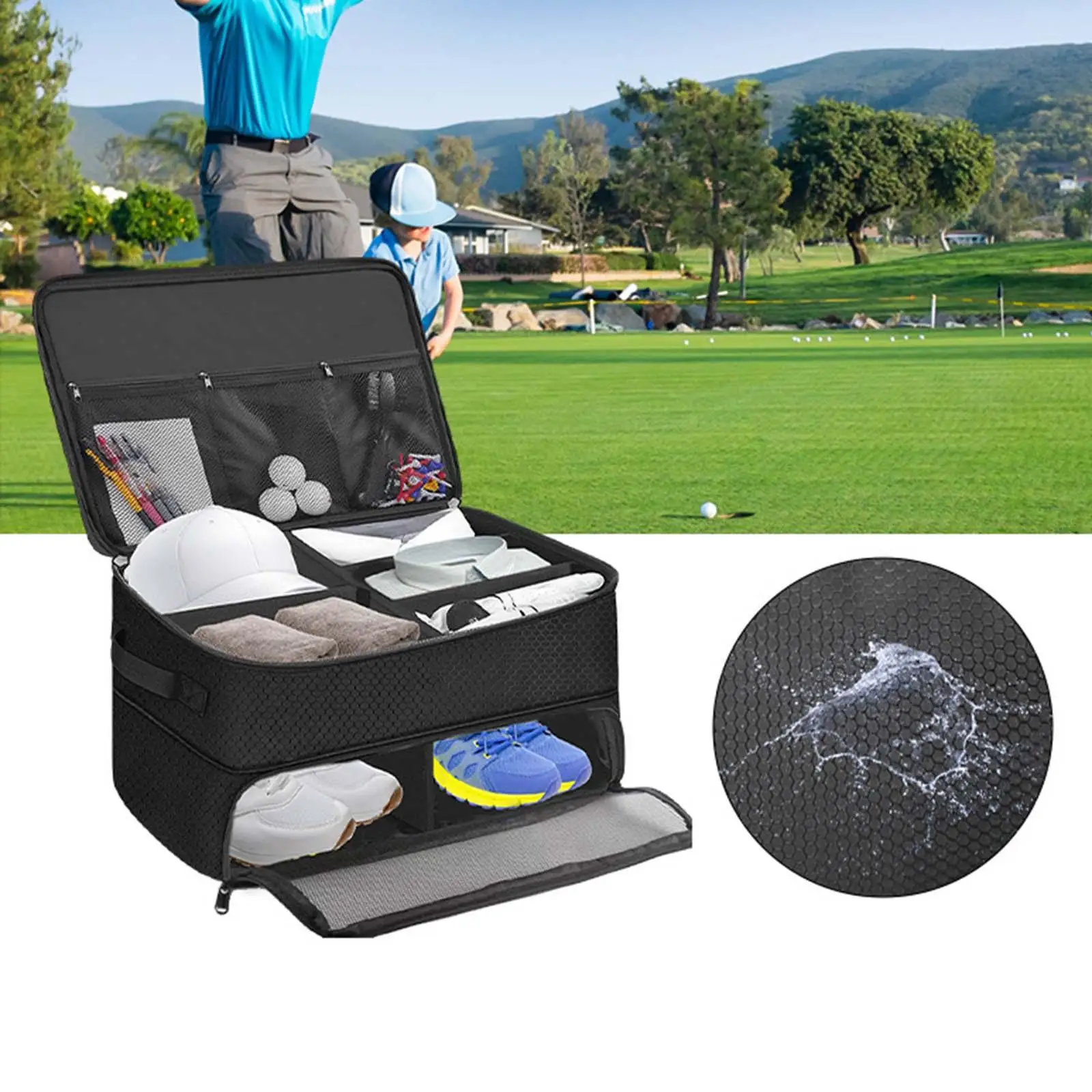 Golf Trunk Organizer Shoe Organiser with Separate Compartment Golf Trunk Case