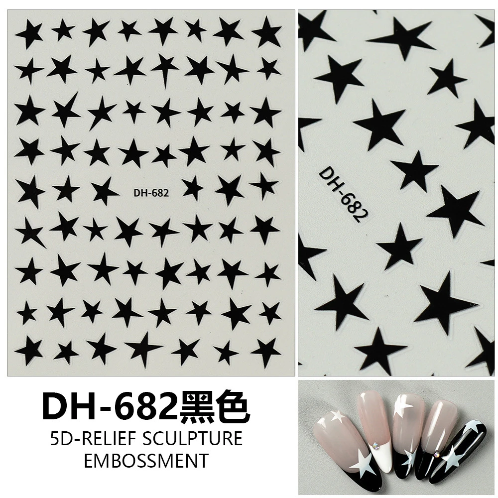 2pcs Star Bowknot Butterfly Nail Stickers Self Adhesive 3D Embossed Decals Y2K Aesthetic Manicure Accessories For Women DIY Tip