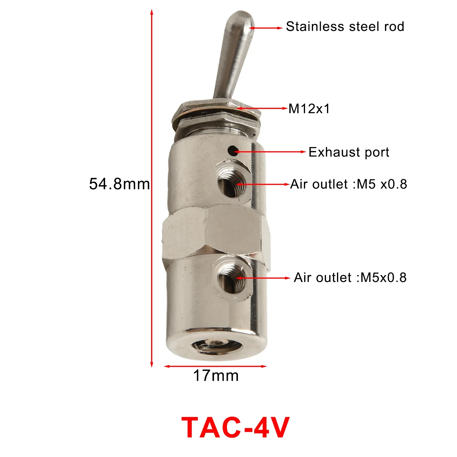 Pneumatic Switch Valve TAC4V Mechanical 2 Position 5 Way with 6mm Connector for Automated Pneumatic Flow Control