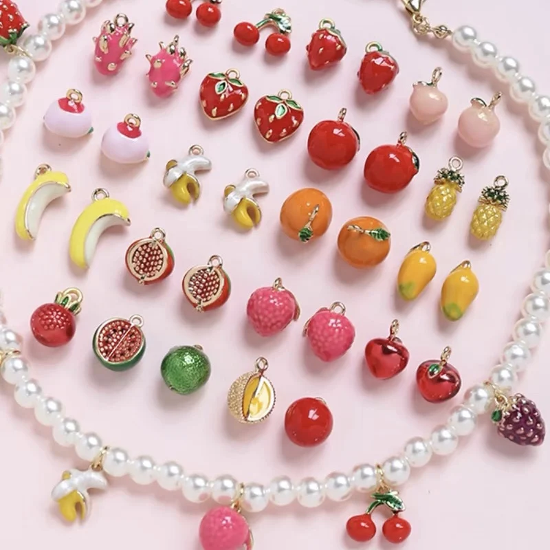 New fruit  style 30pcs/lot Watermelon orange banana lemon strawberry pineapple mango alloy floating locket charms accessory