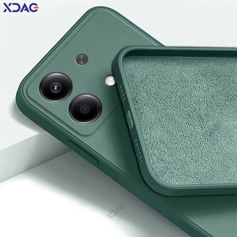 Luxury Square Liquid Silicone Cover Case for Xiaomi Redmi Note 13R Pro 5G 360 Soft Mobile Phone Bags RedmiNote13R Note13R 13RPro