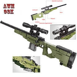 Military Technic Real Weapons AWM Sniper Rifle Bullet Guns Building Blocks Model King Outdoor Games Kids Toys For Boys Gifts