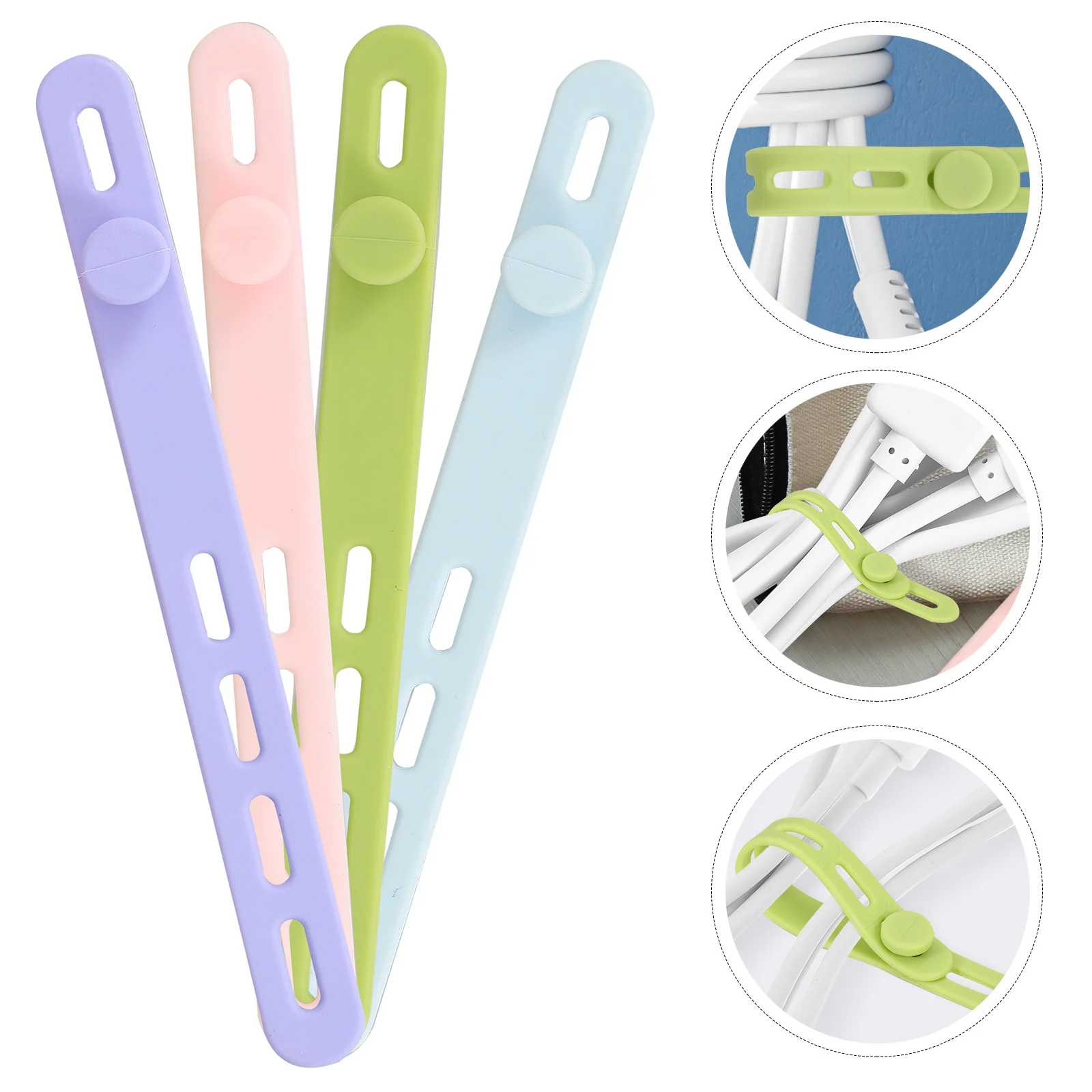 

20pcs Silicone Cable Ties Reusable Flexible Cord Organizer For Home Office Usb Cables Wire Management Tool Cord Wraps Fastening