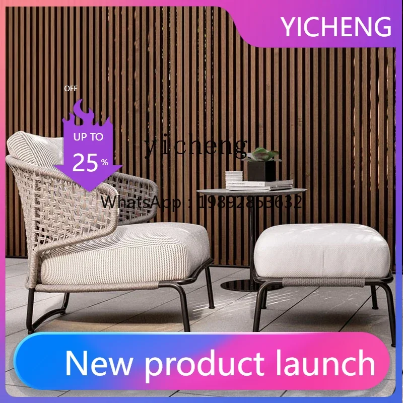LYY  sofa rattan garden furniture balcony table and chair braided rope leisure rattan chair three-piece set