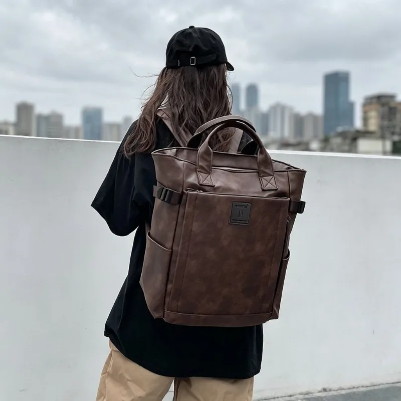 2026 Trendy Vintage Backpack Large Capacity Computer Bag Portable Handheld Travel Rucksack Student School Bag Unisex