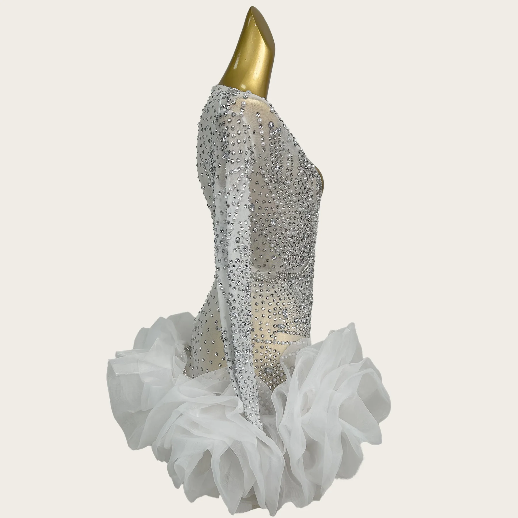 Luksusowa, seksowna sukienka tutu z głębokim dekoltem w serek, idealna na urodziny, imprezę, do baru, klubu nocnego, seksowny strój, mini sukienki z perłami, Babi