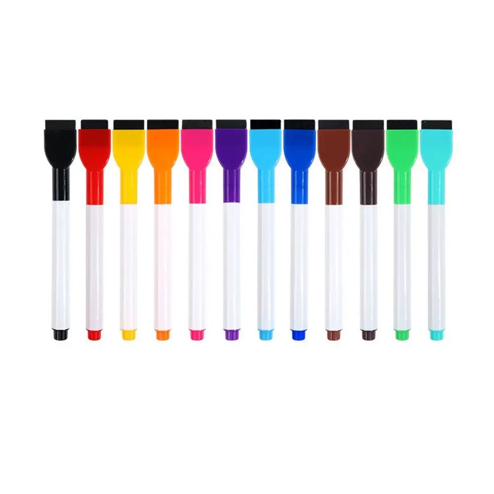 Portable Colorful Whiteboard Marker Magneticless Waterborne Brush Water Color Pens Multifunction Erasable Marker Pen Fridge