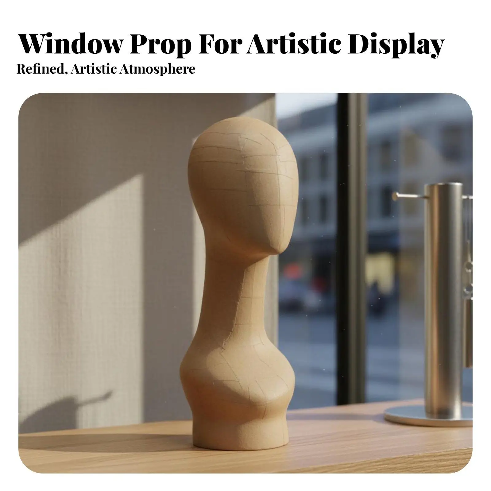 Stable PE Core Paper Mannequin Head Bust with Metal Stand for Hat Scarf Necklace Display Merchandising