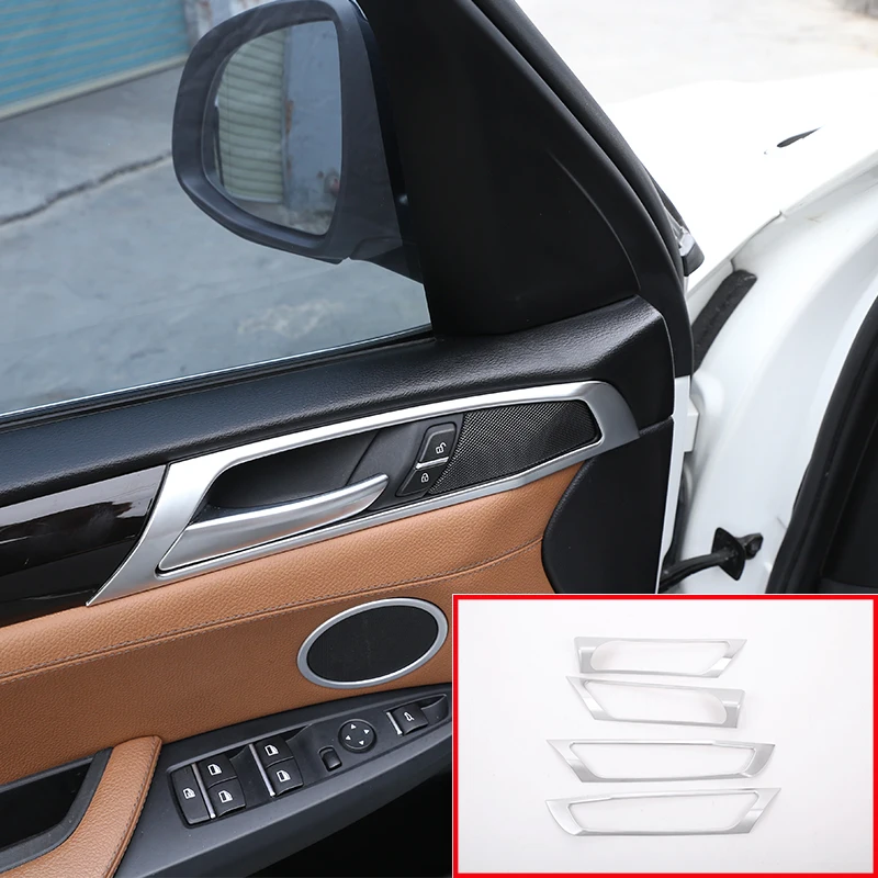 

For BMW X3 F25 2011-2017 Car Accessories 4 Pcs Matte Silver ABS Car Interior Door Handle Frame Trim