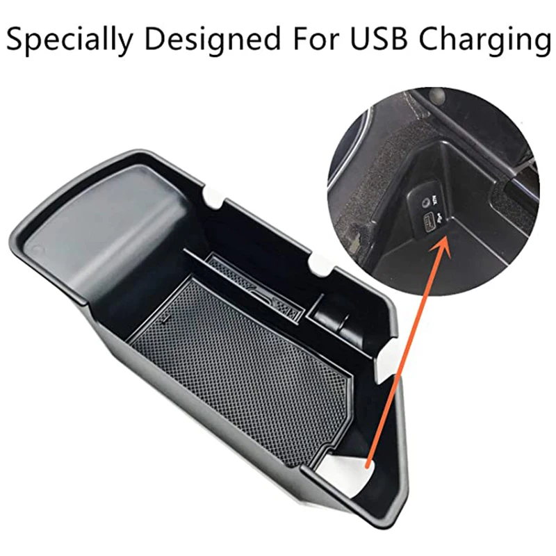 

Firmly Car Interior Accessories Armrest Center Console Storage Box With Non-Slip Mat Fit For Dodge Challenger 2015-2020