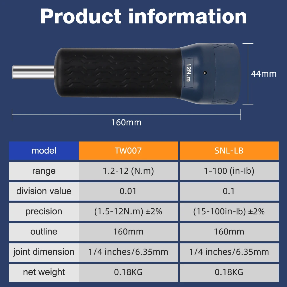 WNL-12 Digital Torque Screwdriver Wrench 1/4