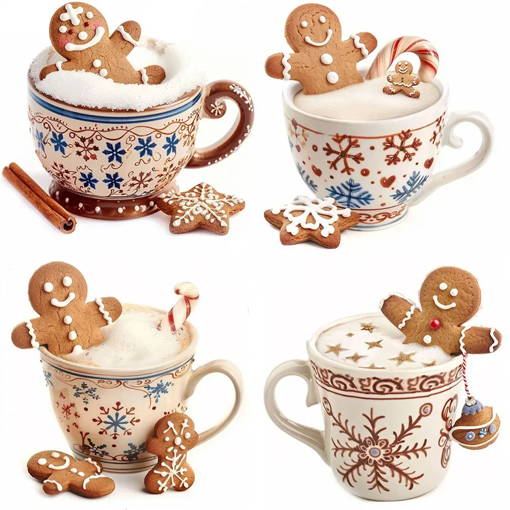 20pcs Christmas Coffee Cup Stickers Pack Varied for Kids Crafts Scrapbooking Luggage Laptop Aesthetic Decoration Graffiti Decals