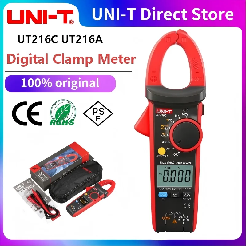 UNI-T UT216C 600A True RMS Digital Clamp Meter AC DC Current Auto Range Multimeter NCV Non-Contact Voltage Testing UT216A UT216