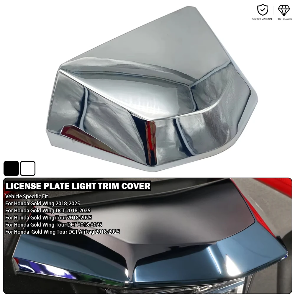 Motorcycle License Plate Lights Trim Cover - Chrome/Black Fits For Honda Gold Wing GL1800 Tour DCT GoldWing GL 1800 2018-2025