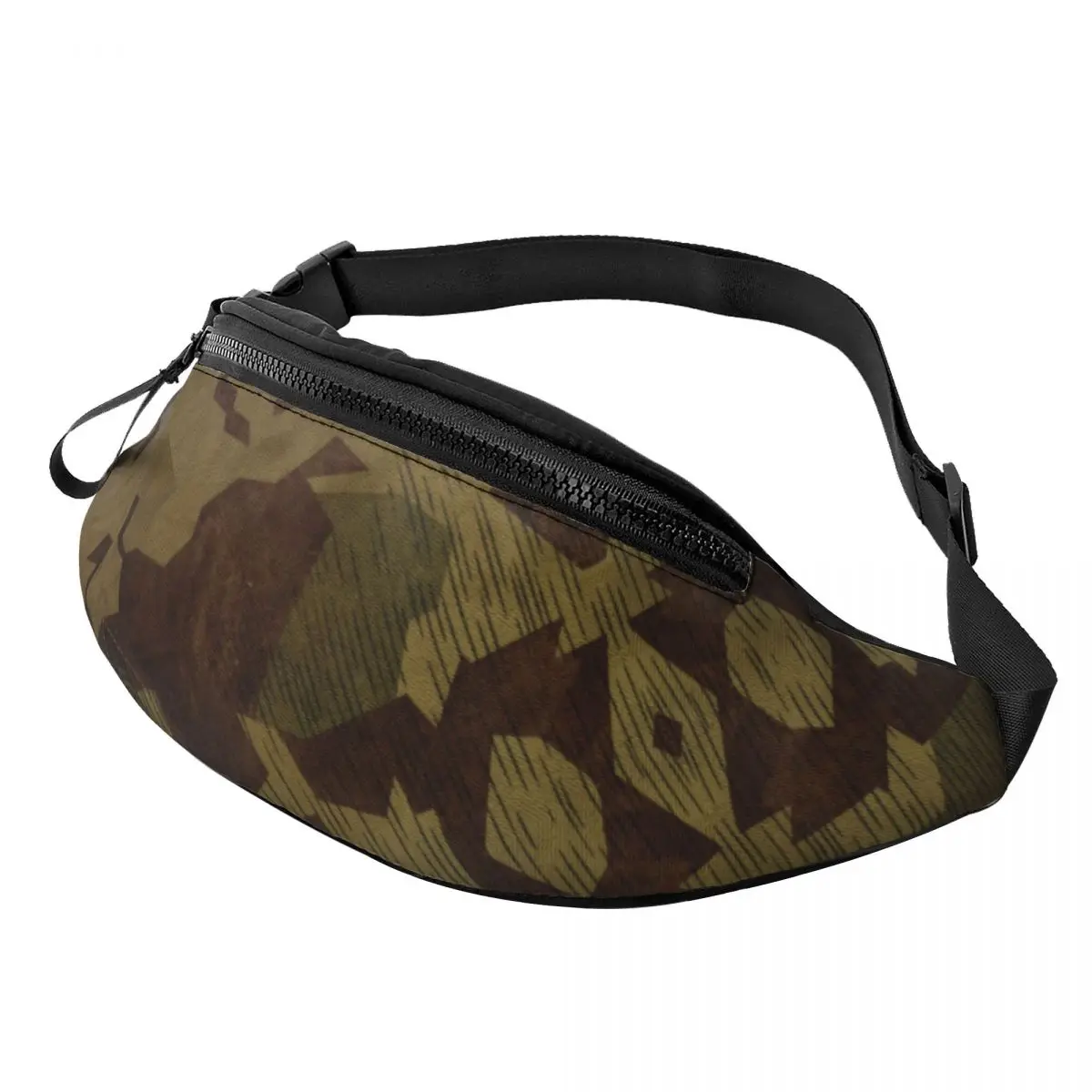 

Custom German Splittertarn Camo Fanny Pack for Cycling Camping Women Men Camouflage Crossbody Waist Bag Phone Money Pouch