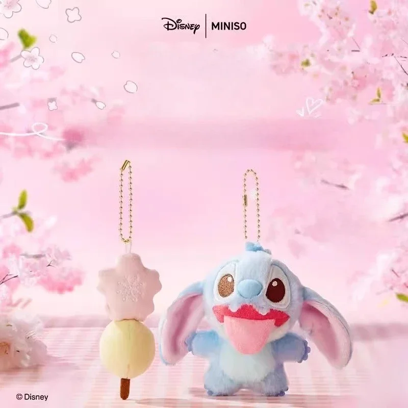 

Disney Stitch Sakura Cherry Blossom Plush Keychain Set Cute Twin Stitch Doll Charms for Bags Spring Summer Accessories