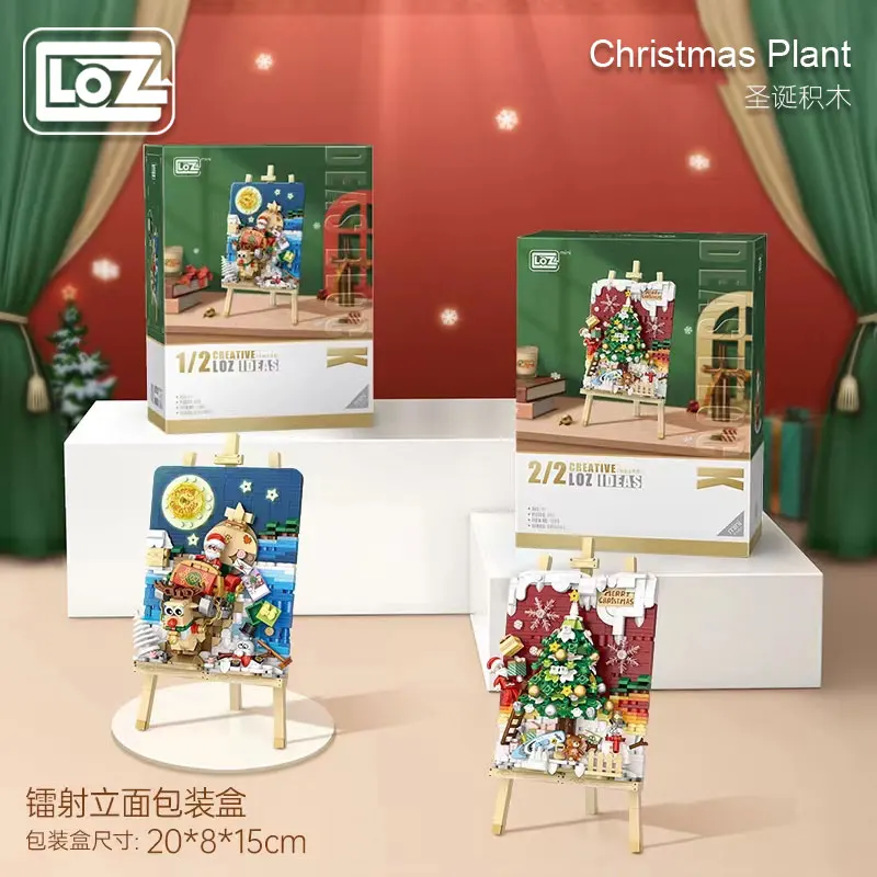 Loz Christmas Stereograph Sledge Christmas Tree Christmas Gift Assembled Toy Assembly Model Children