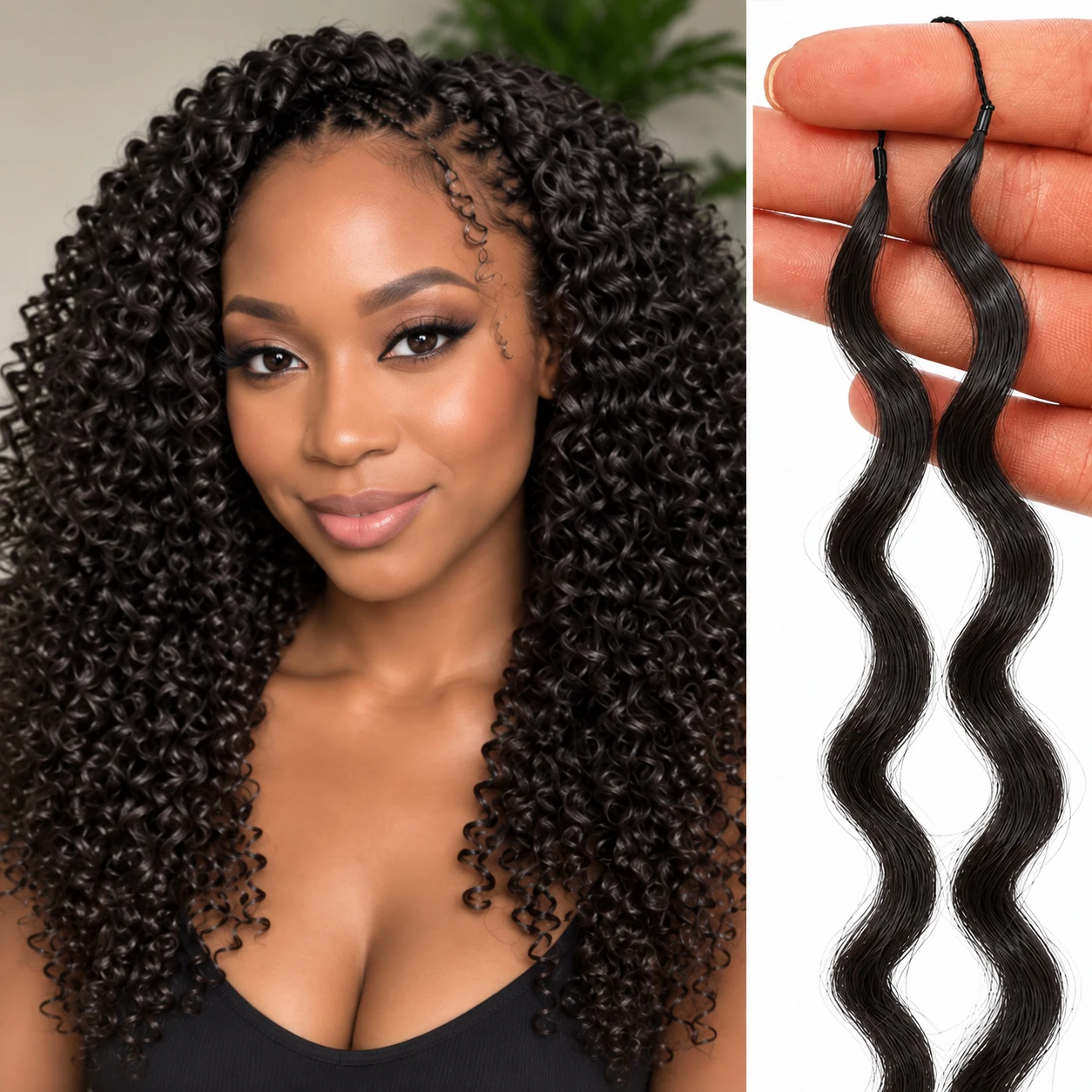 Small Spiral Kinky Curly Crochet Human Hair Deep Pixie Curl Extensions Feather Crochet Hair Miracle Knots Pre Separated Knotless Invisible Braiding Hair Soft Natural Texture Full Ends Lightweight Easy Install For Women