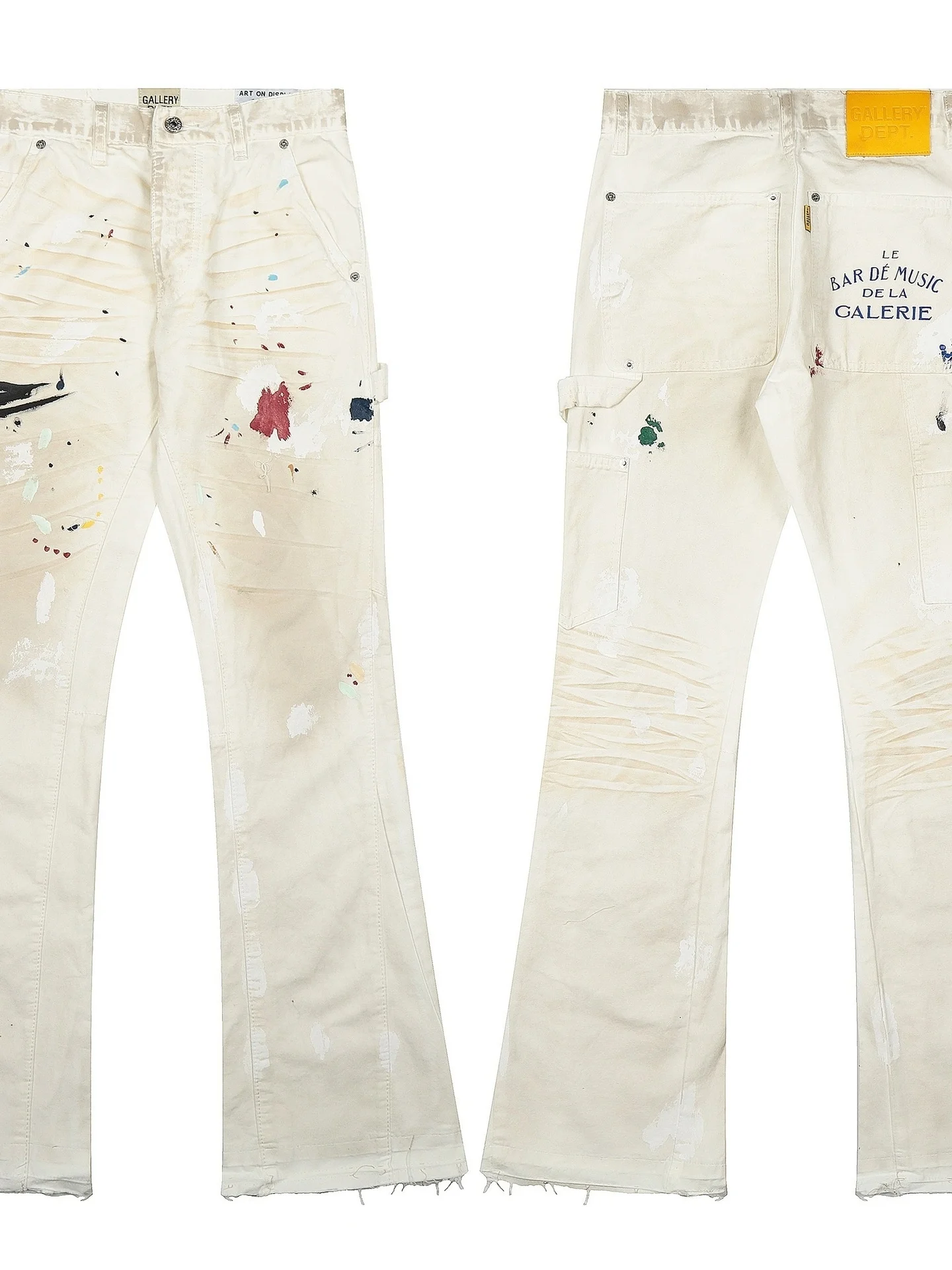 

Hand-Painted Splatter-Dye Micro Flare Denim Jeans Casual Harajuku Style Natural Waist Polyester Fiber No Stretch Ironing Requ...