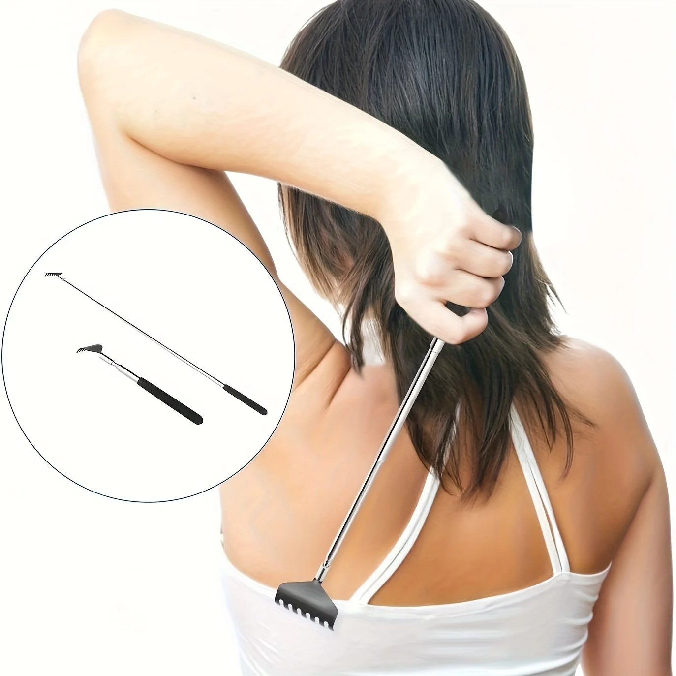 2pcs Telescopic Back Scratcher Scratching Backscratcher Massager Metal Stainless Steel Tool with Carrying Bag