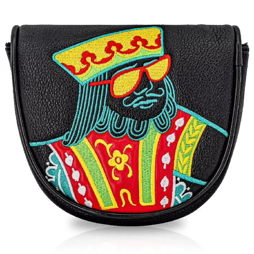 1pc Playing Card K Pattern Semi-Mallet Golf Putter Head Cover, Soft Durable PU Fabric with Exquisite Embroidery