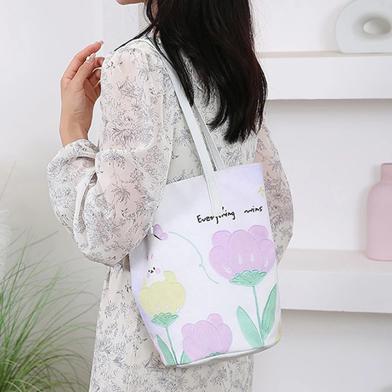 New Large Capacity Bucket Bag Printed Handbag Casual Fashion Shoulder Bag