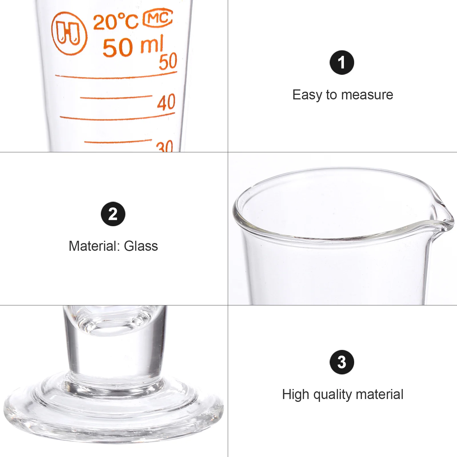 

1Pcs Graduated Measuring Cylinder Glass Thickened Round Base Laboratory Chemistry Liquid Measuring Cup Accurate Scale