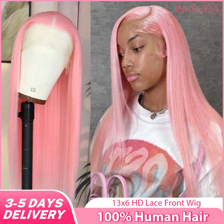 

Light Pink HD Lace Frontal Wig 13x6 Bone Straight Human Hair Wigs Red Colored Wig 30 Inch 13x4 Brazilian Hair Wigs for Women