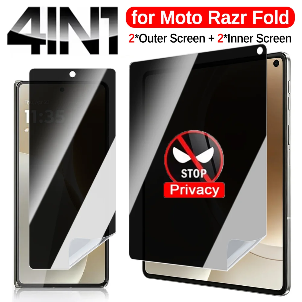

4in1 Privacy Screen Protectors Outer&inner Screen Protective Film for MOTO Razr Fold Anti-spy Hydrogel Film for Moto Razr Fold