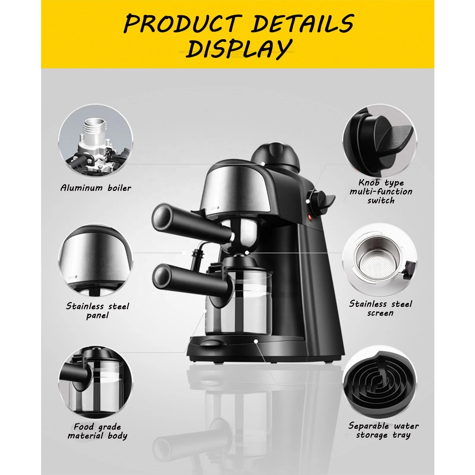 Máquina de café expresso com batedor de leite para cappuccino com latte