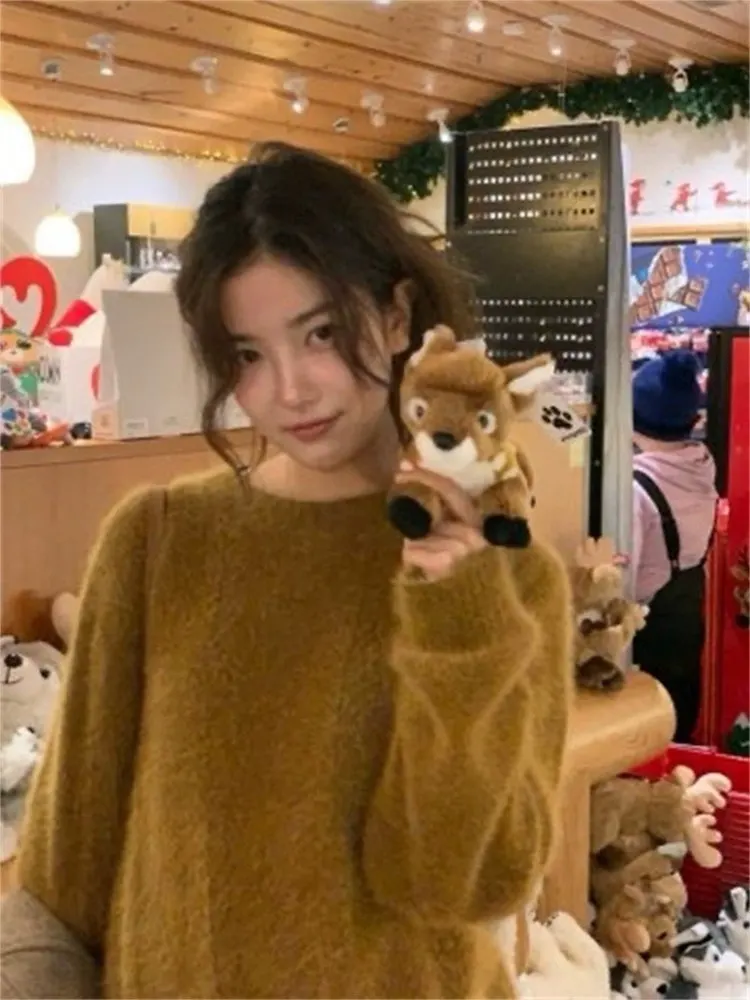 

Cisas Red round Ne Wool Sweater Winter New Sle Dongdaemun ThBarnet Eight Milk Korean Version Loose Fit Long Sve