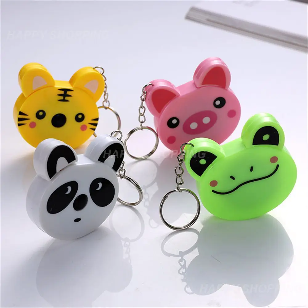 Cartoon Measure 0-150cm 0-60 Inch Mini Portable Cute Animal Shape Key Ring Automatic Measure Panda Frog Piggy Tiger