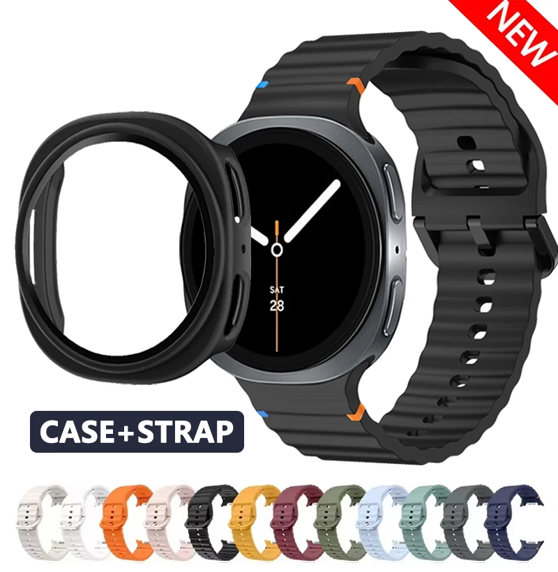 Hollow case+Official Silicone band for samsung galaxy watch 8 strap Accessories sport Bracelet correa galaxy watch 8 40mm 44mm