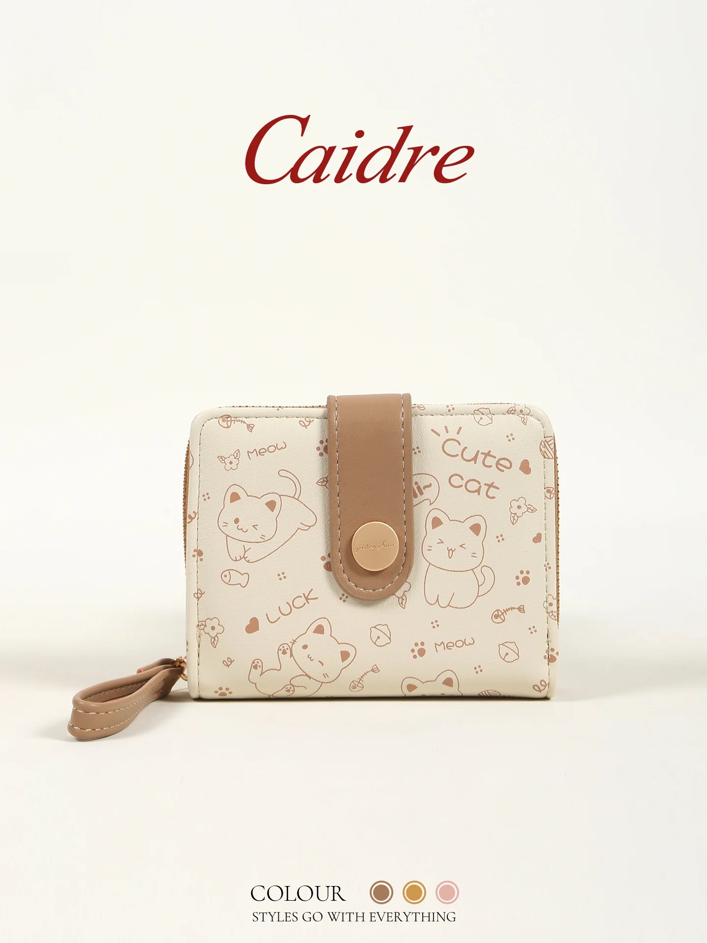 

Caidre Cute Wallet Women's Short Style Birthday Gift Portable Handbag Money Clip Card Holder Fashionable PU Leather