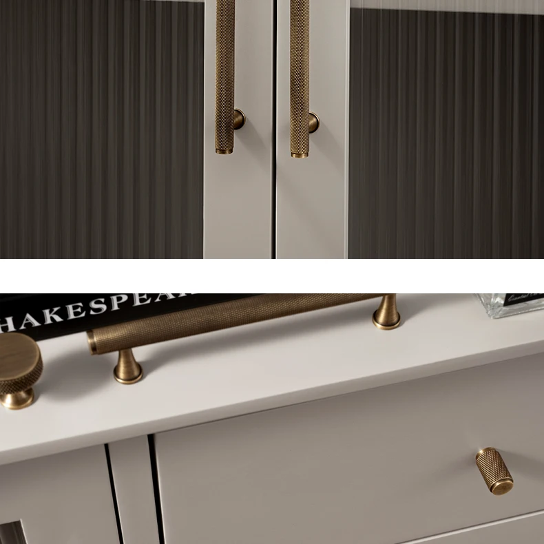Santaya Solid Antique Brass Diamond-cut Cross Knurl Pattern Bronze Wardrobe Cabinet Handles T-bar Knobs Pitch 320mm Long Pull