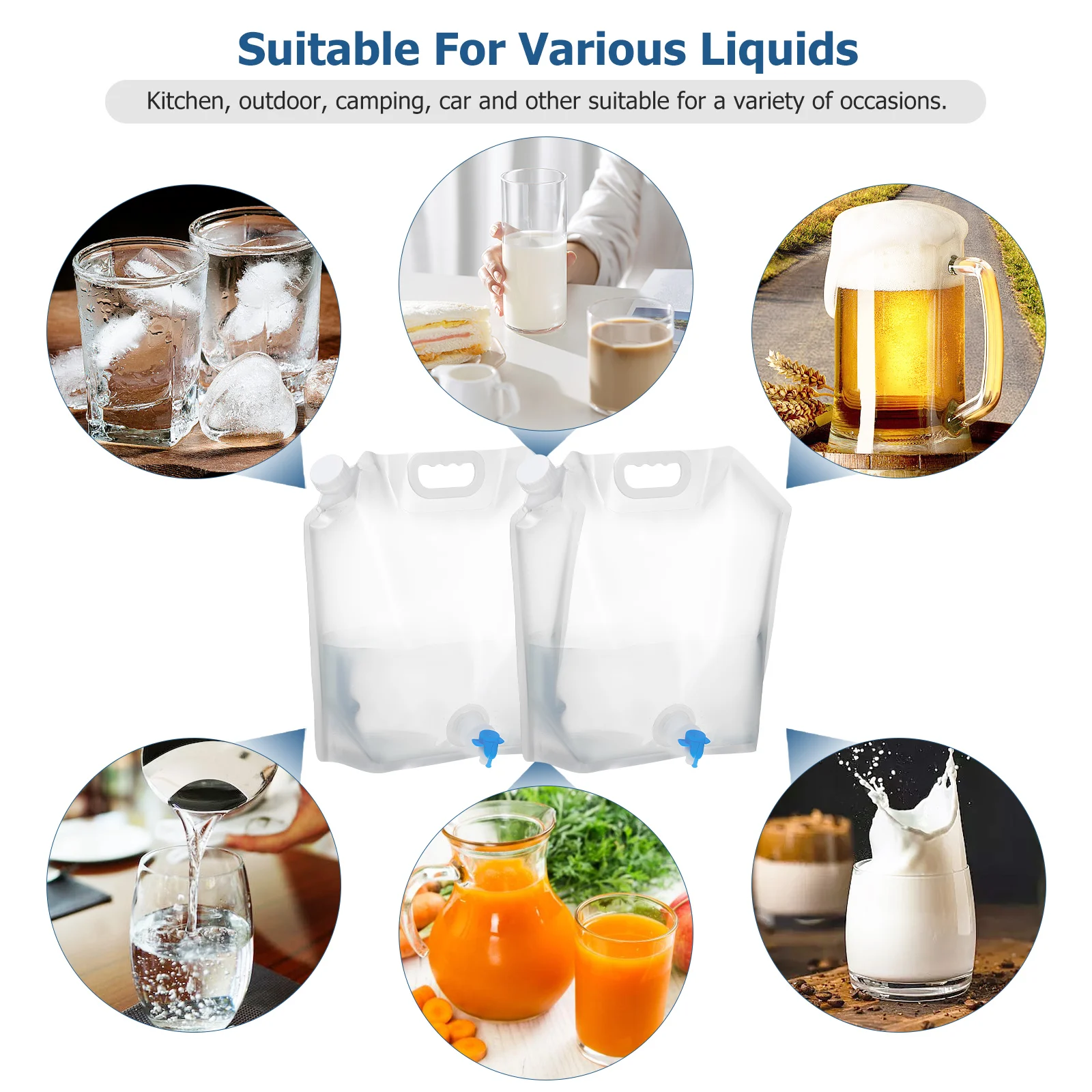 

4 pcs Collapsible Water Jug Large Capacity Portable Foldable Hydration Bags for Camping Hiking Juice Beverage Storage Containers